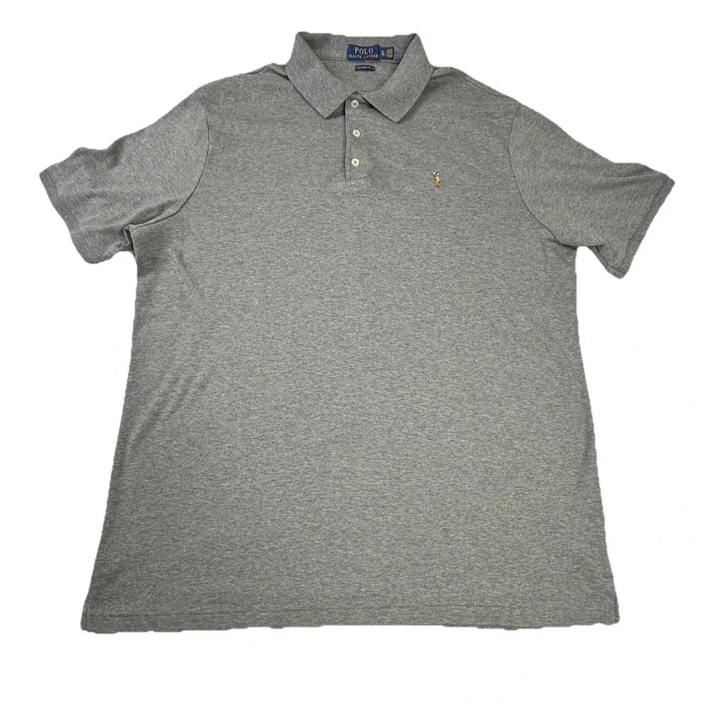 Polo Ralph Lauren Classic Fit Polo Shirt Flesh Pony Heathered Gray Men's XL